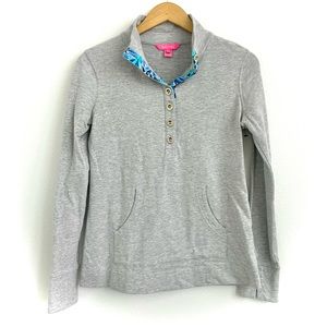 Lilly Pulitzer EUV gray button front sweatshirt